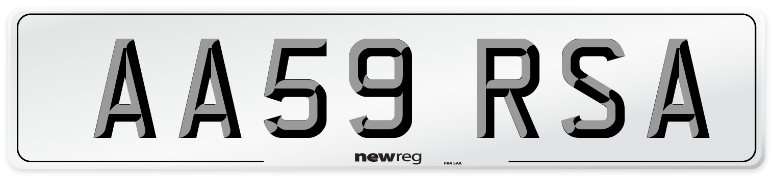 AA59 RSA Number Plate from New Reg